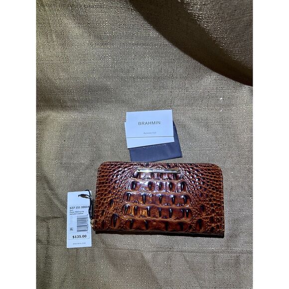 NWT Brahmin Women's Suri Leather Zip-Around Wallet Pecan Melbourne - Picture 1 of 7